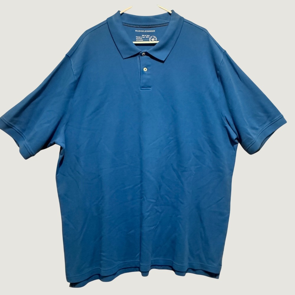 Saddlebred Big and Tall Mens 2XLT Blue Short Sleeve Pique Polo Shirt RN 31104